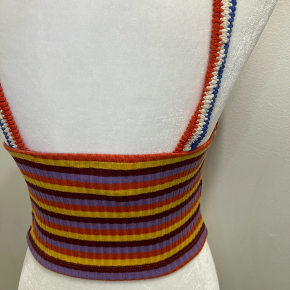 Zara Multicolor Striped Halter Crochet Trim Size Small EUC y2k style - Picture 8 of 9